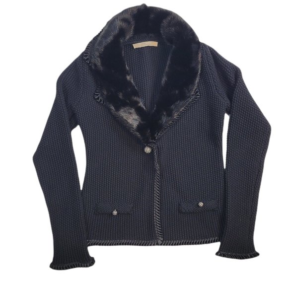 Blumarine Knitted Faux Fur Collar Cardigan - Picture 7 of 8